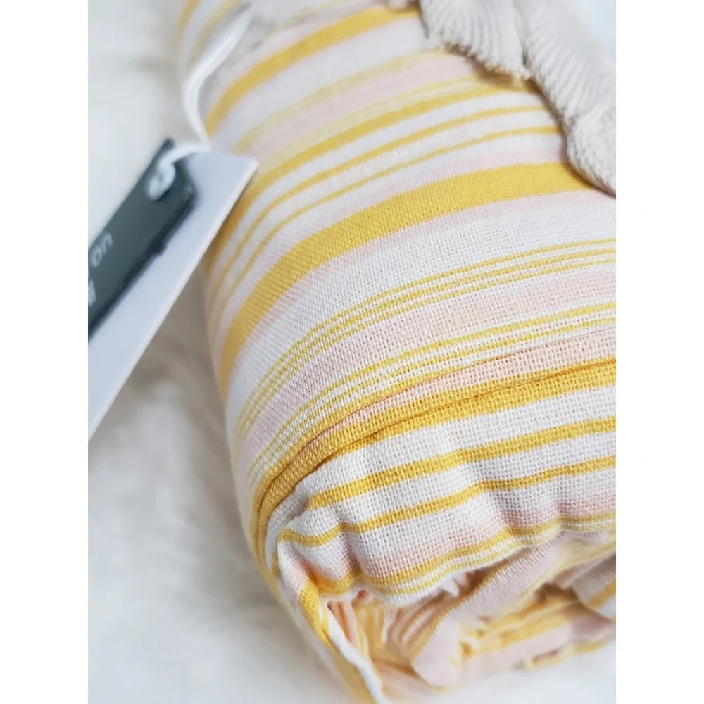NEW Urban Outfitters SHOWER CURTAIN stripes gold pink bathroom vanity decor